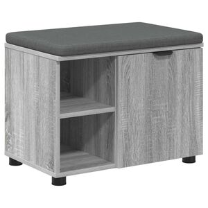 vidaXL Banc d'entr&eacute;e avec coussin Gris Sonoma 60 x 38 x 46 cm