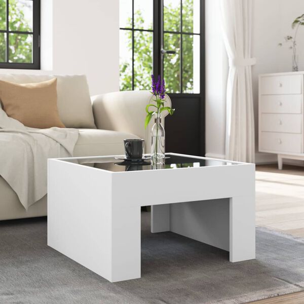 vidaXL Table basse avec LED infini blanc 50x50x30 cm