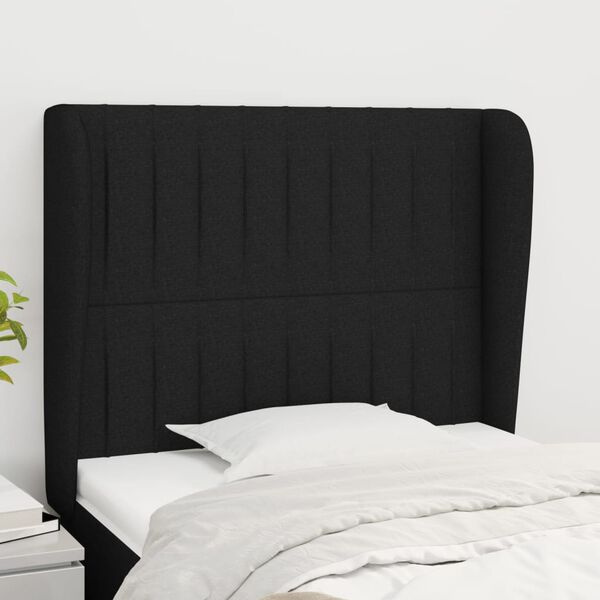 vidaXL T&ecirc;te de lit avec oreilles Noir 103x23x118/128 cm Tissu