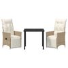 vidaXL Ensemble de salle à manger pour jardin 3 pcs Beige polyrotin