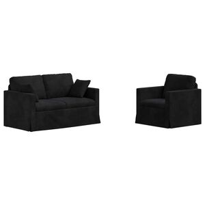 vidaXL Ensemble de Canap&eacute;s 2 pcs Noir 138 x 78 x 80 cm Velours