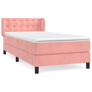 vidaXL Sommier &agrave; lattes de lit avec matelas Rose 100x200 cm Velours