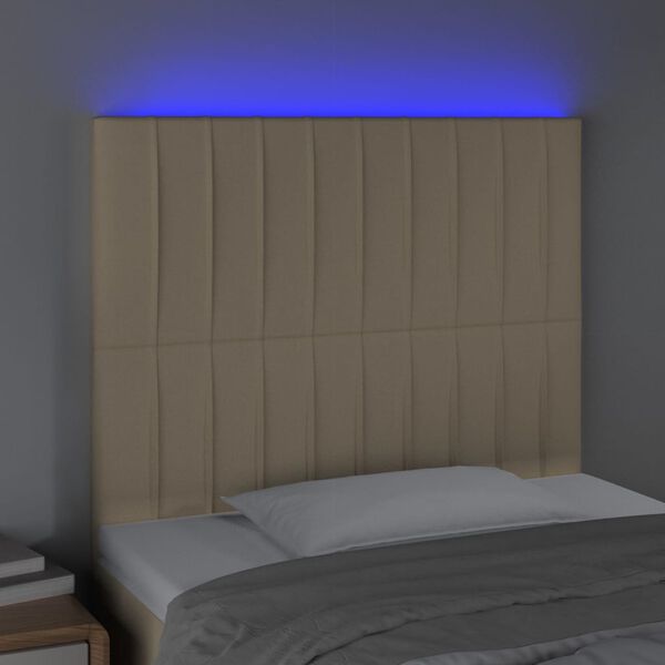 vidaXL T&ecirc;te de lit &agrave; LED Cr&egrave;me 90x5x118/128 cm Tissu