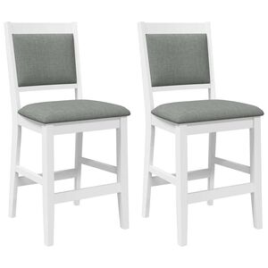 vidaXL Tabourets de bar avec coussins (lot de 2) en bois massif blanc et caoutchouc