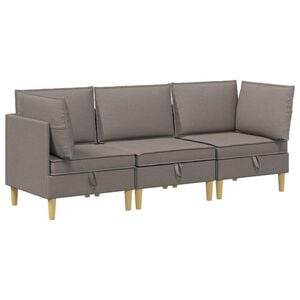 vidaXL Canap&eacute; modulaire avec rangement 3 pc Taupe Tissu