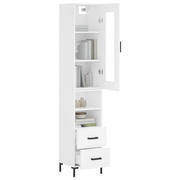 vidaXL Buffet haut Blanc 34,5x34x180 cm Bois d'ing&eacute;nierie
