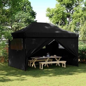 vidaXL Tente de r&eacute;ception pliable escamotable 4 parois lat&eacute;rales noir