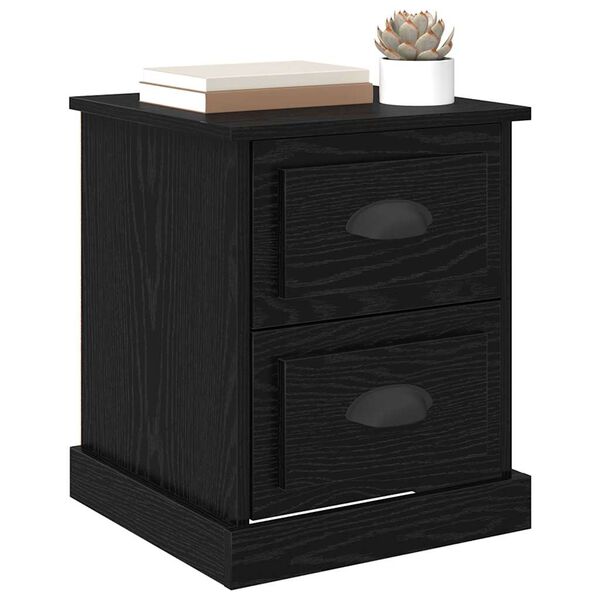 vidaXL Cabinet de chevet avec tiroir Ch&ecirc;ne noir 39 x 39 x 47.5 cm
