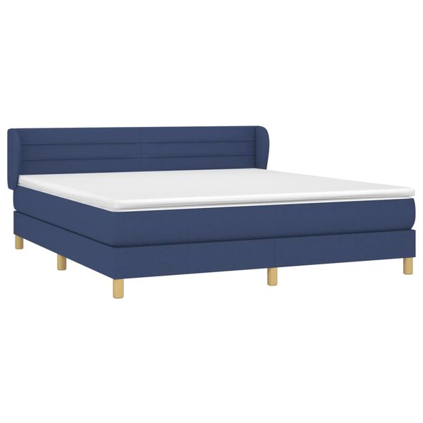 vidaXL Sommier &agrave; lattes de lit avec matelas Bleu 160x200 cm Tissu