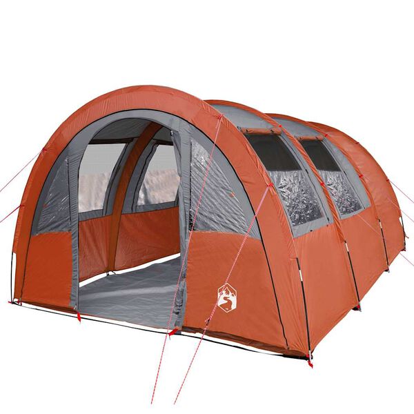 vidaXL Tente de camping tunnel 4 personnes gris et orange imperméable