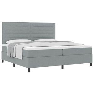 vidaXL Lit &agrave; ressorts avec matelas Gris clair 200 x 200 cm tissu
