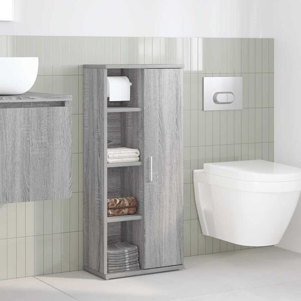 vidaXL Meuble de salle de bain avec porte-rouleau sonoma gris