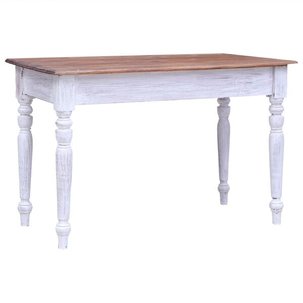 vidaXL Bureau avec tiroirs blanc 117x57x75 cm bois d'acajou massif