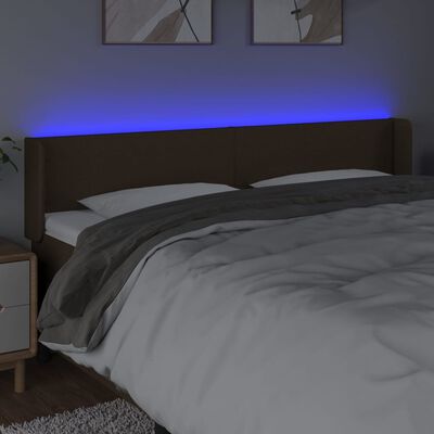 vidaXL Tête de lit à LED Marron foncé 203x16x78/88 cm Tissu