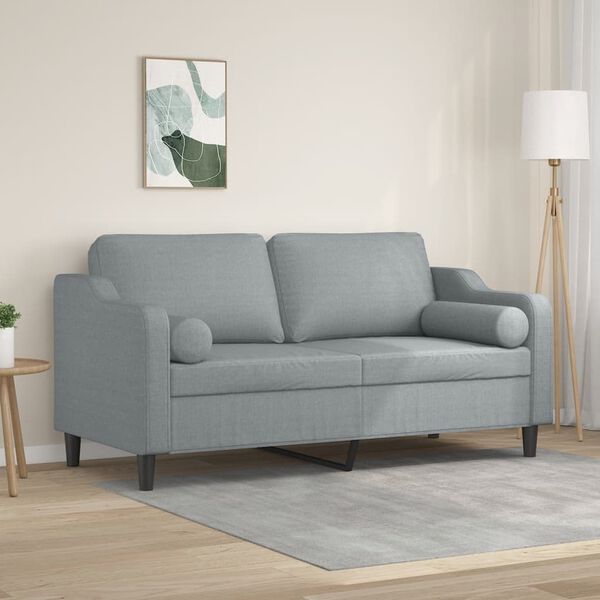 vidaXL Canap&eacute; 2 places avec oreillers gris clair 140 cm tissu