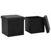 vidaXL Tabourets de rangement pliables lot de 2 noir similicuir