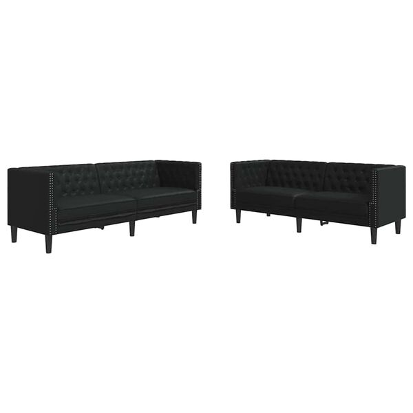vidaXL Canap&eacute; de salon 2 pcs Noir 194 x 74,5 x 70,5 cm Simili cuir