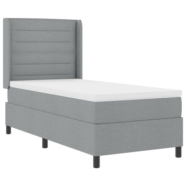 vidaXL Lit &agrave; ressorts avec matelas Gris clair 80 x 200 cm tissu