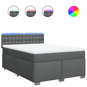 vidaXL Sommier &agrave; lattes de lit avec matelas Gris fonc&eacute; 160x200cm Tissu