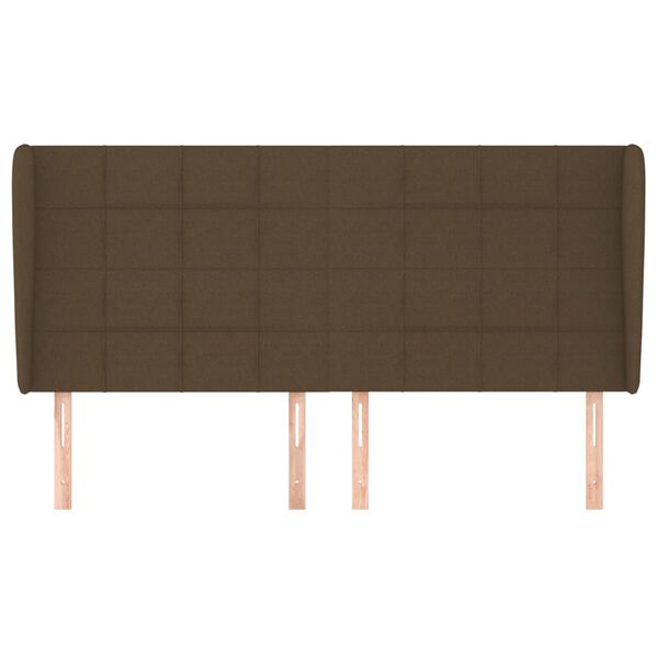 vidaXL Tête de lit avec oreilles Marron foncé 203x23x118/128 cm Tissu