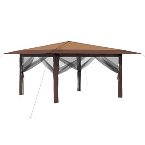 vidaXL Gazebo avec 4 Parois 4 x 4 m Beige et Marron