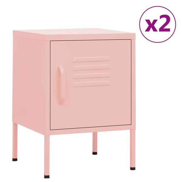 vidaXL Tables de chevet 2 pcs Rose 35x35x51 cm Acier