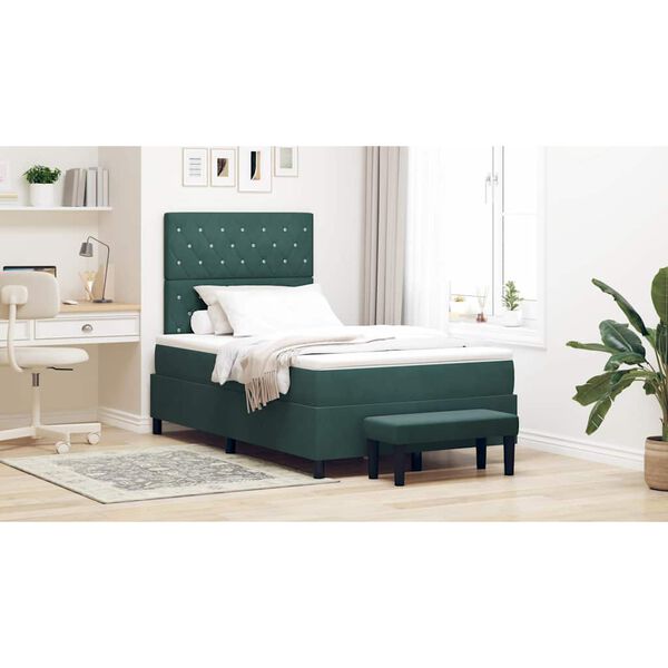 vidaXL Lit &agrave; ressorts avec matelas Vert fonc&eacute; 120 x 200 cm Velours