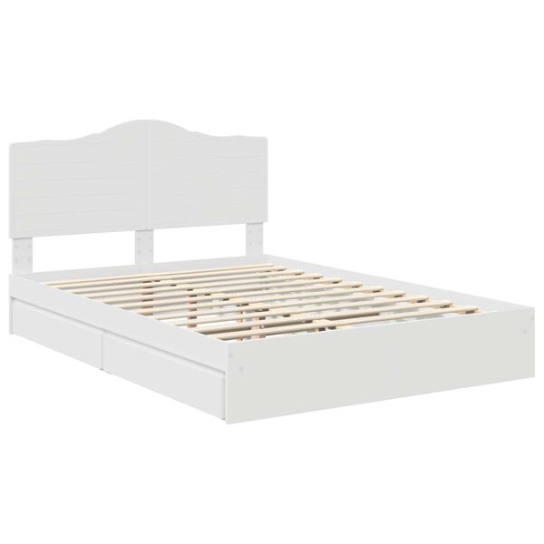 vidaXL Lit de Rangement Blanc 140 x 190 cm Bois d'ing&eacute;nierie