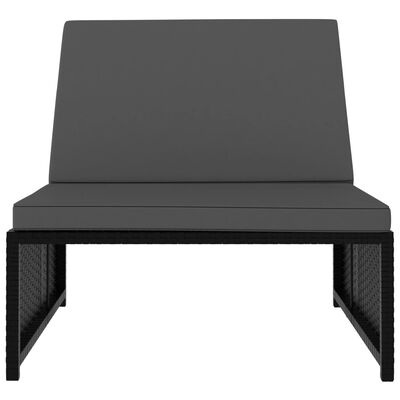 vidaXL Chaises longues lot de 2 avec table Résine tressée Noir