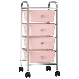 vidaXL Chariot de rangement mobile &agrave; 4 tiroirs Rose Plastique