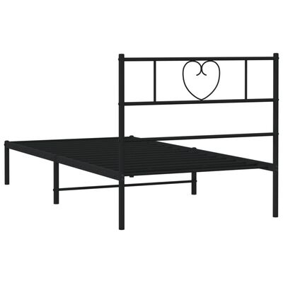 vidaXL Cadre de lit métal sans matelas avec tête de lit noir 90x190 cm