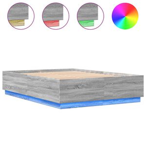 vidaXL Cadre de lit avec LED sans matelas sonoma gris 160x200 cm