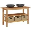 vidaXL Meuble de salle de bain lavabos en marbre noir Bois teck massif