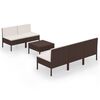 vidaXL Salon de jardin 6 pcs avec coussins R&eacute;sine tress&eacute;e Marron
