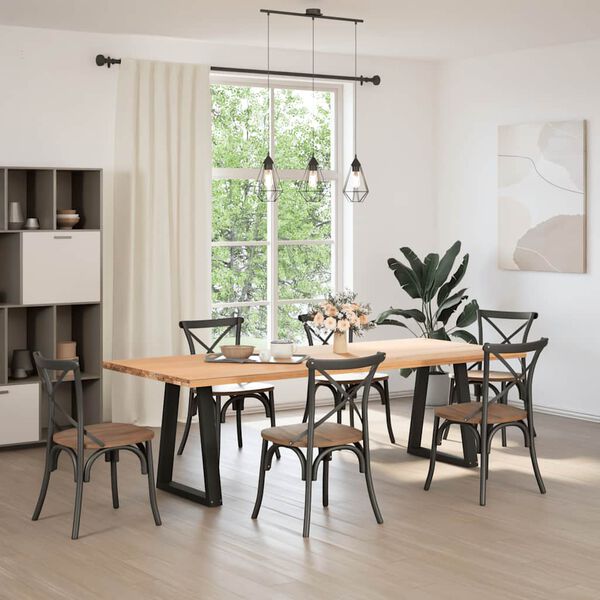 vidaXL Pieds de table &agrave; manger en V 2 pi&egrave;ces Noir 50x(72-73,3) cm Acier