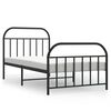 vidaXL Cadre de lit m&eacute;tal sans matelas avec pied de lit noir 100x190cm