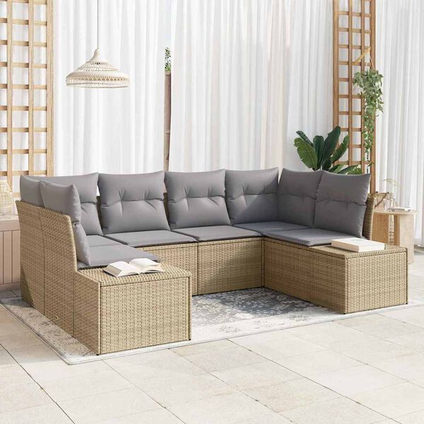 vidaXL Ensemble de canap&eacute; de jardin 6 pcs Beige et Gris clair