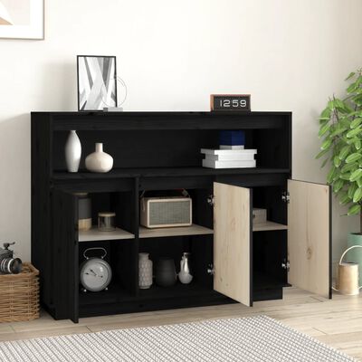 vidaXL Buffet Noir 104,5x34x80 cm Bois massif de pin