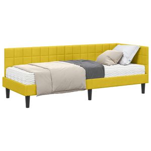 vidaXL Cadre de lit d'angle avec matelas 2 pc Jaune Velours