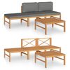 vidaXL Salon de jardin 4 pcs avec coussins gris Bois de teck solide