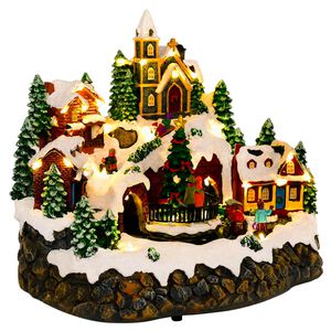 vidaXL Sc&egrave;ne de village de No&euml;l avec train SALO 25,5 x 20 x 23 cm