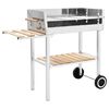 vidaXL Barbecue au charbon sur chariot Acier inoxydable et 2 &eacute;tag&egrave;res