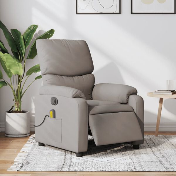 vidaXL Fauteuil de massage inclinable électrique Taupe Tissu