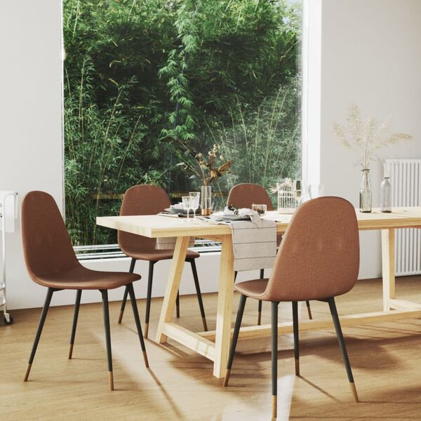 vidaXL Chaises &agrave; manger lot de 4 marron tissu