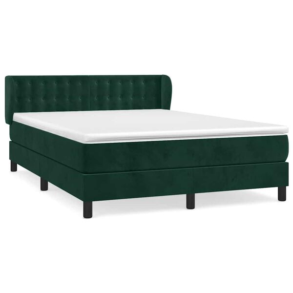 vidaXL Sommier &agrave; lattes de lit et matelas Vert fonc&eacute; 140x190cm Velours