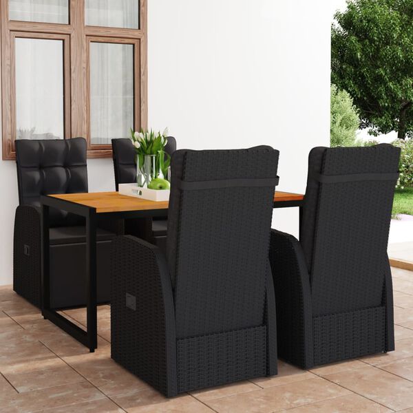 vidaXL Ensemble &agrave; manger de jardin 5 pcs noir