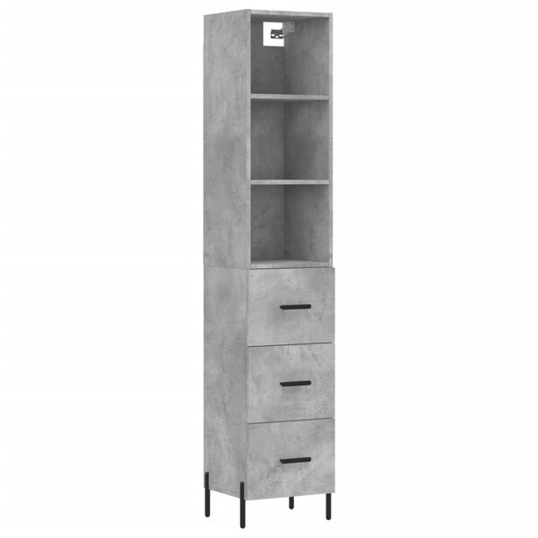 vidaXL Buffet haut Gris b&eacute;ton 34,5x34x180 cm Bois d'ing&eacute;nierie