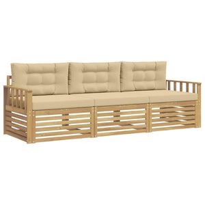 vidaXL Ensemble de canap&eacute;s d'ext&eacute;rieur 3 pc Blanc et Beige Polyester