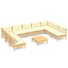 vidaXL Salon de jardin 10 pcs avec coussins cr&egrave;me bois de pin massif