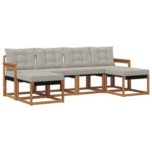 vidaXL Ensemble de canap&eacute;s d'ext&eacute;rieur 6 pc Gris Naturel et Clair